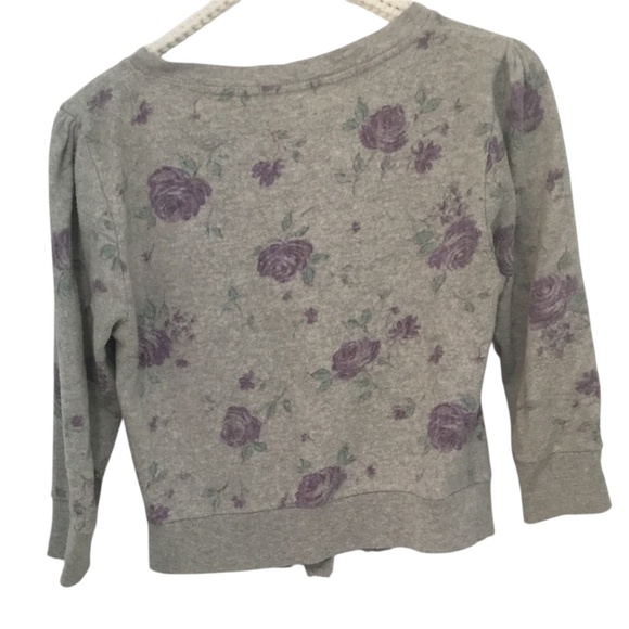 Grey Cardigan with Purple Flowers - Picture 2 of 8